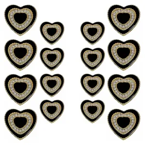 Heart-Shaped Rhinestone Metal Buttons(8 Big   8 Small)