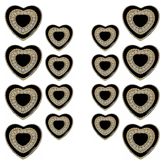 Heart-Shaped Rhinestone Metal Buttons(8 Big   8 Small)