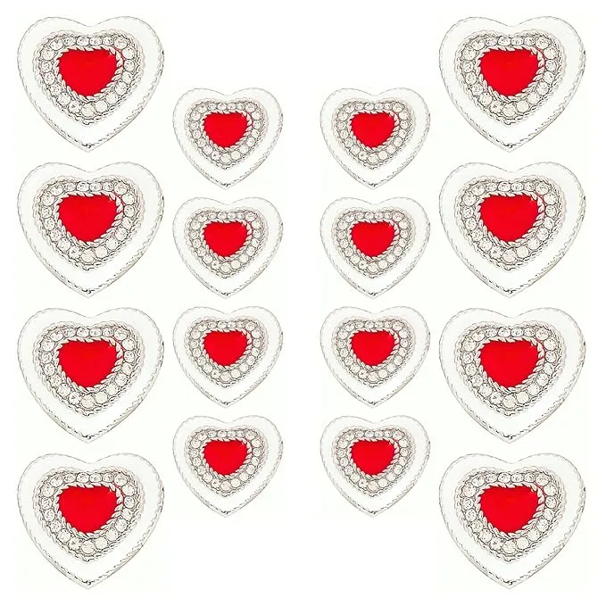 Heart-Shaped Rhinestone Metal Buttons(8 Big   8 Small)