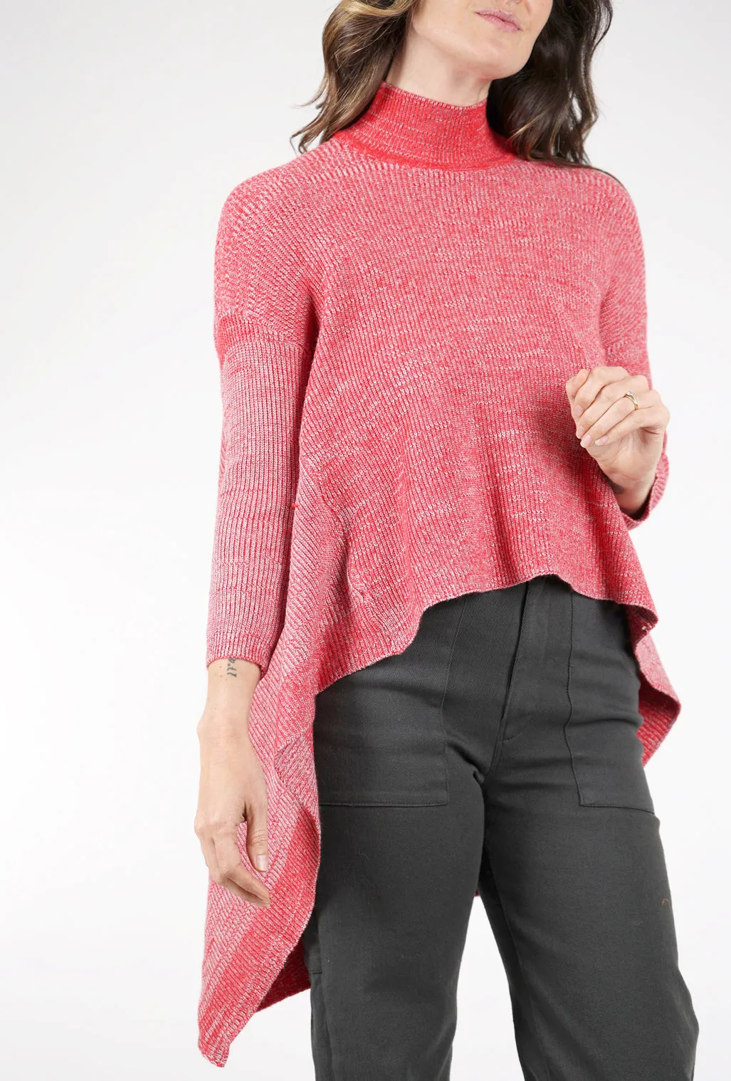 High-Low Osfa Sweater, Red