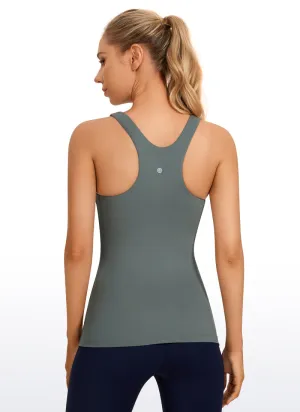 High Neck Built-in Bra Tanks Racerback