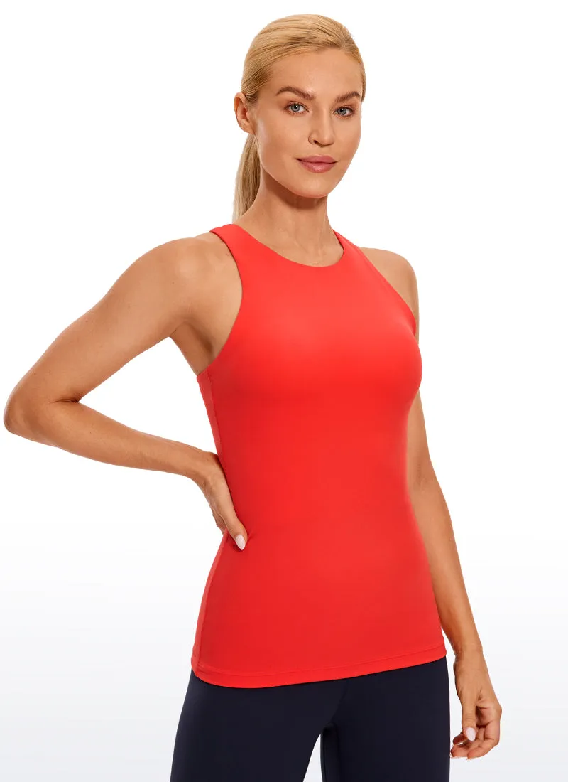 High Neck Built-in Bra Tanks Racerback