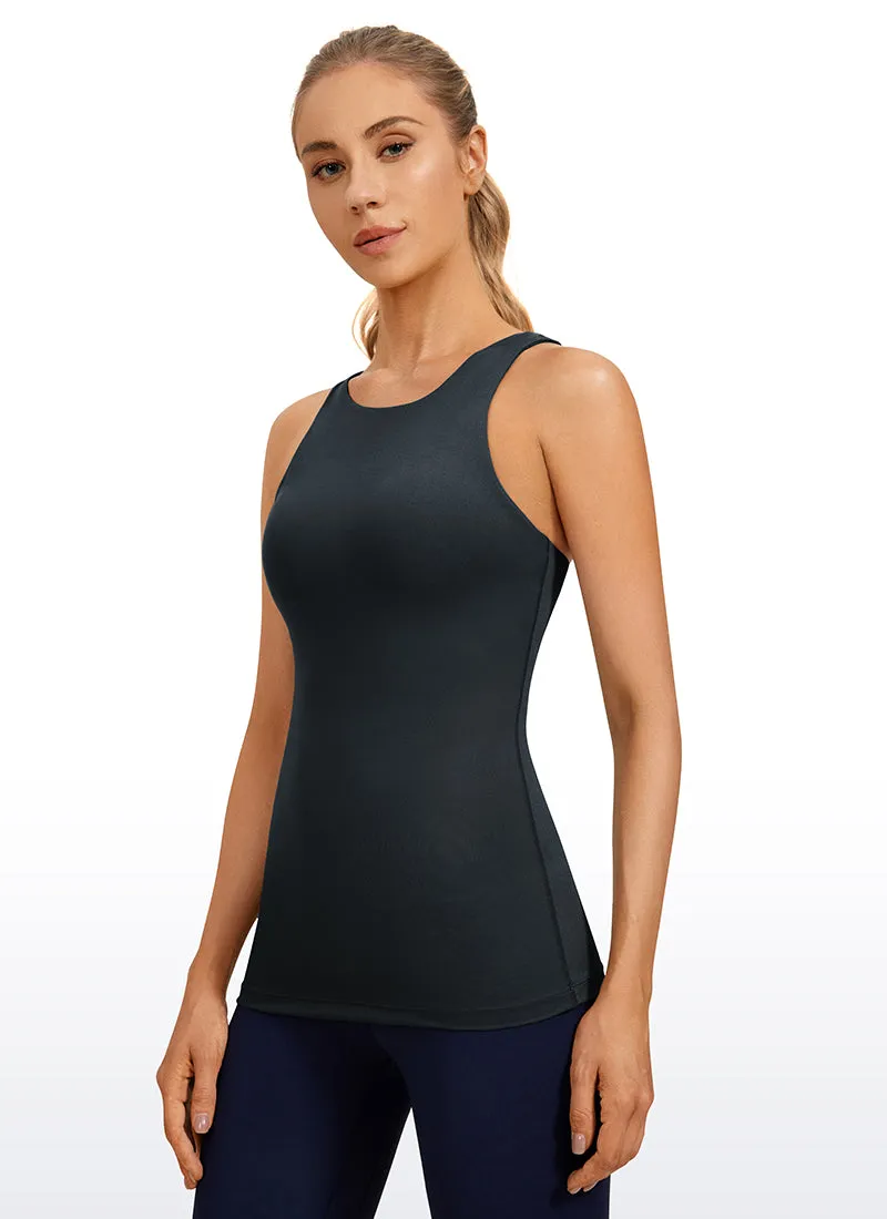 High Neck Built-in Bra Tanks Racerback