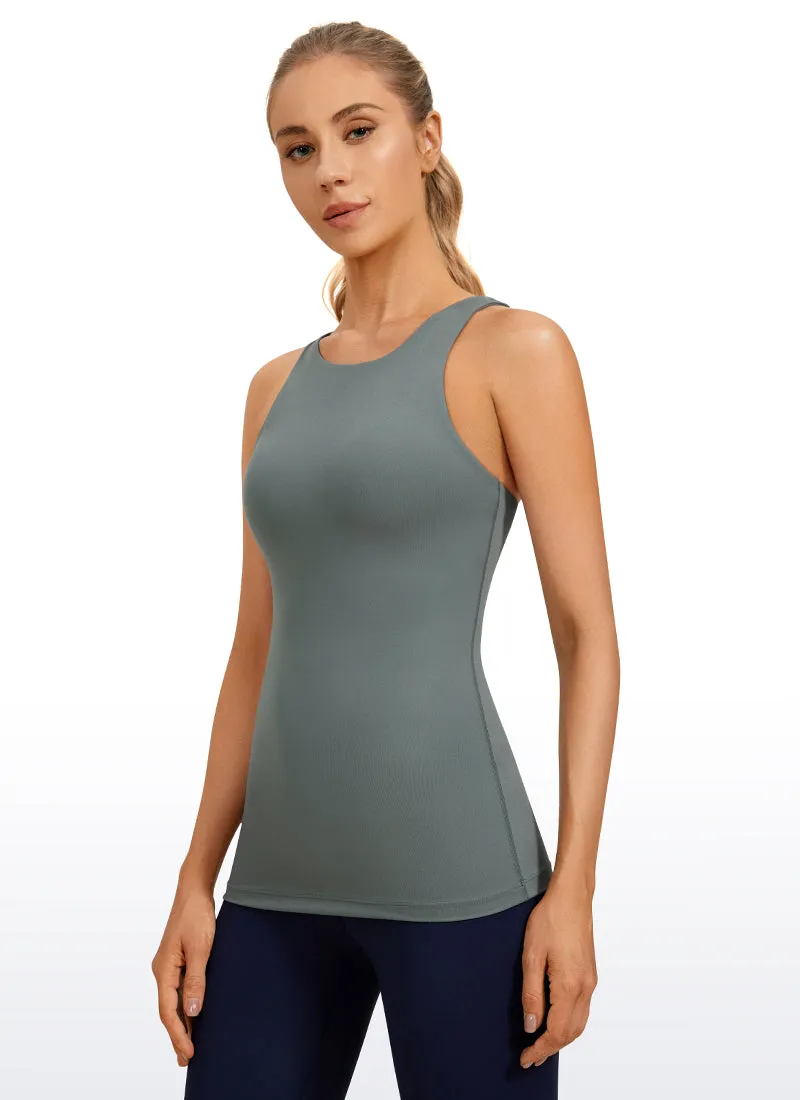 High Neck Built-in Bra Tanks Racerback