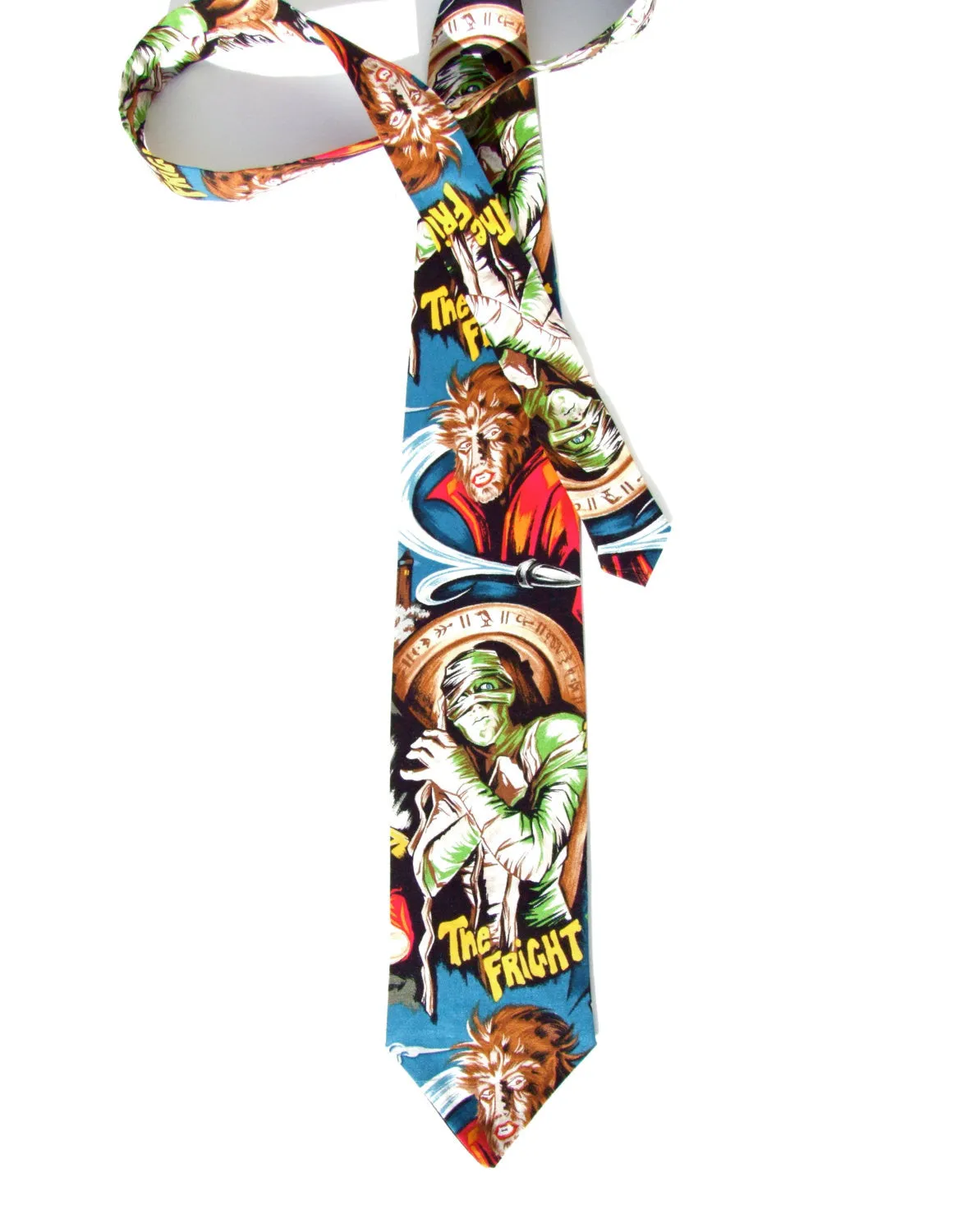 Hollywood Monster Vintage Horror Movie Pinup Frankenstein Mummy Necktie, Mens tie #T-712