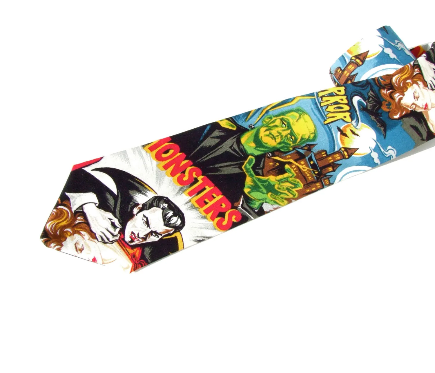 Hollywood Monster Vintage Horror Movie Pinup Frankenstein Mummy Necktie, Mens tie #T-712