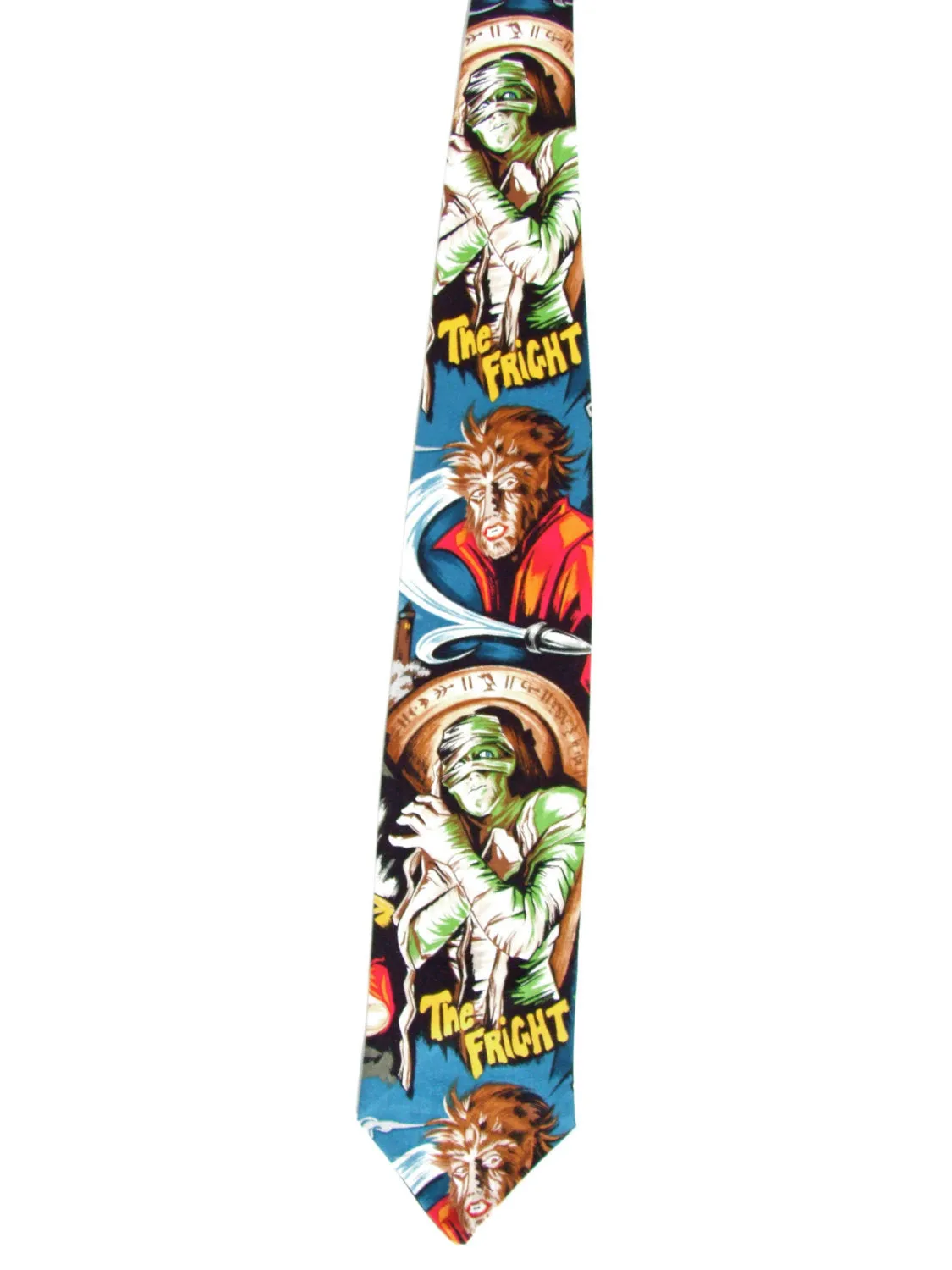 Hollywood Monster Vintage Horror Movie Pinup Frankenstein Mummy Necktie, Mens tie #T-712