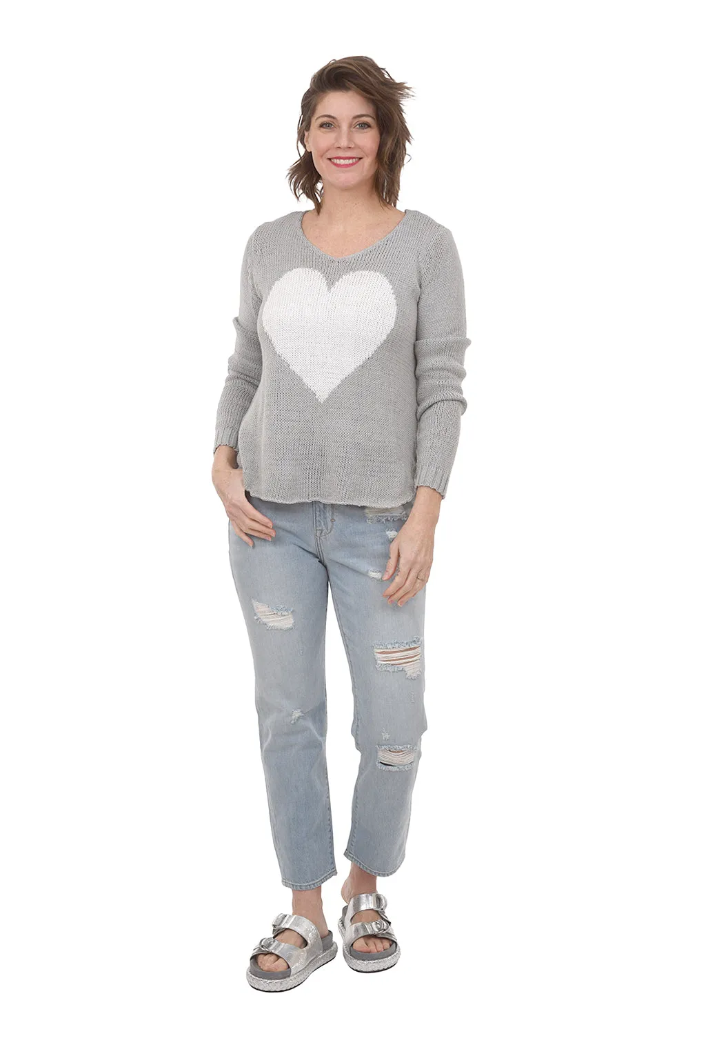 Juliet Heart Sweater, Gray