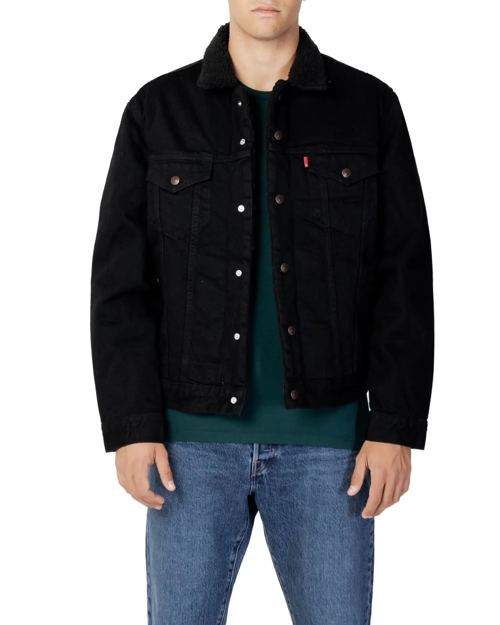 Levis Mens Sherpa Trucker Jacket Black