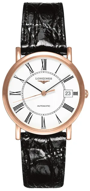 Longines Elegant Collection Automatic 18kt Rose Gold Mens Watch White Dial Calendar L4.778.8.11.0