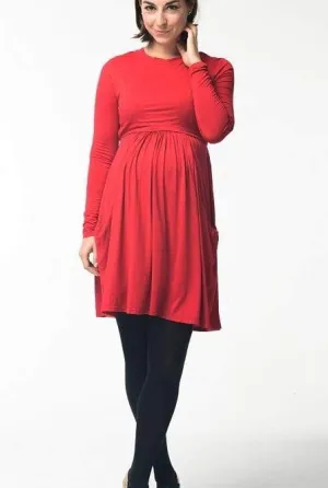 Mai High Neck Dress Red