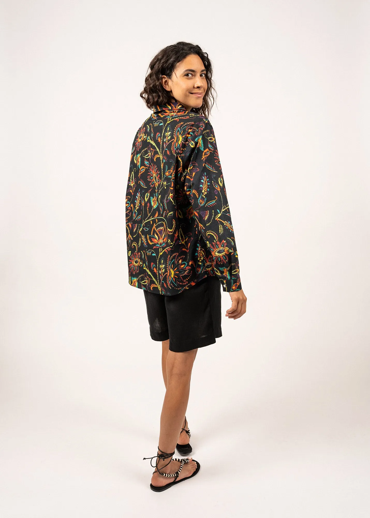 MARION - Printed Shirt With Long Sleeves | 100% Cotton (SUMMER BLACK)