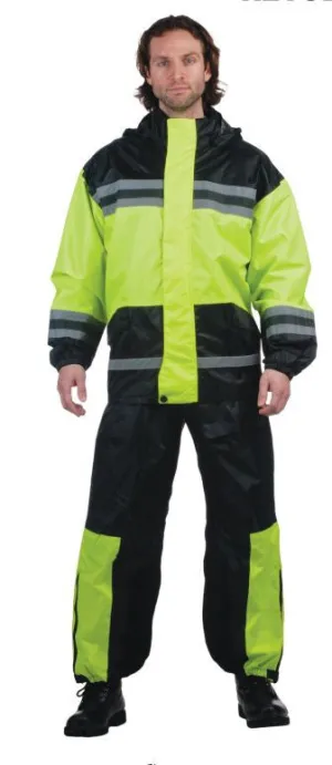 Mens REVOLUTION GEAR Hi-Viz Nylon Rainsuit - Green