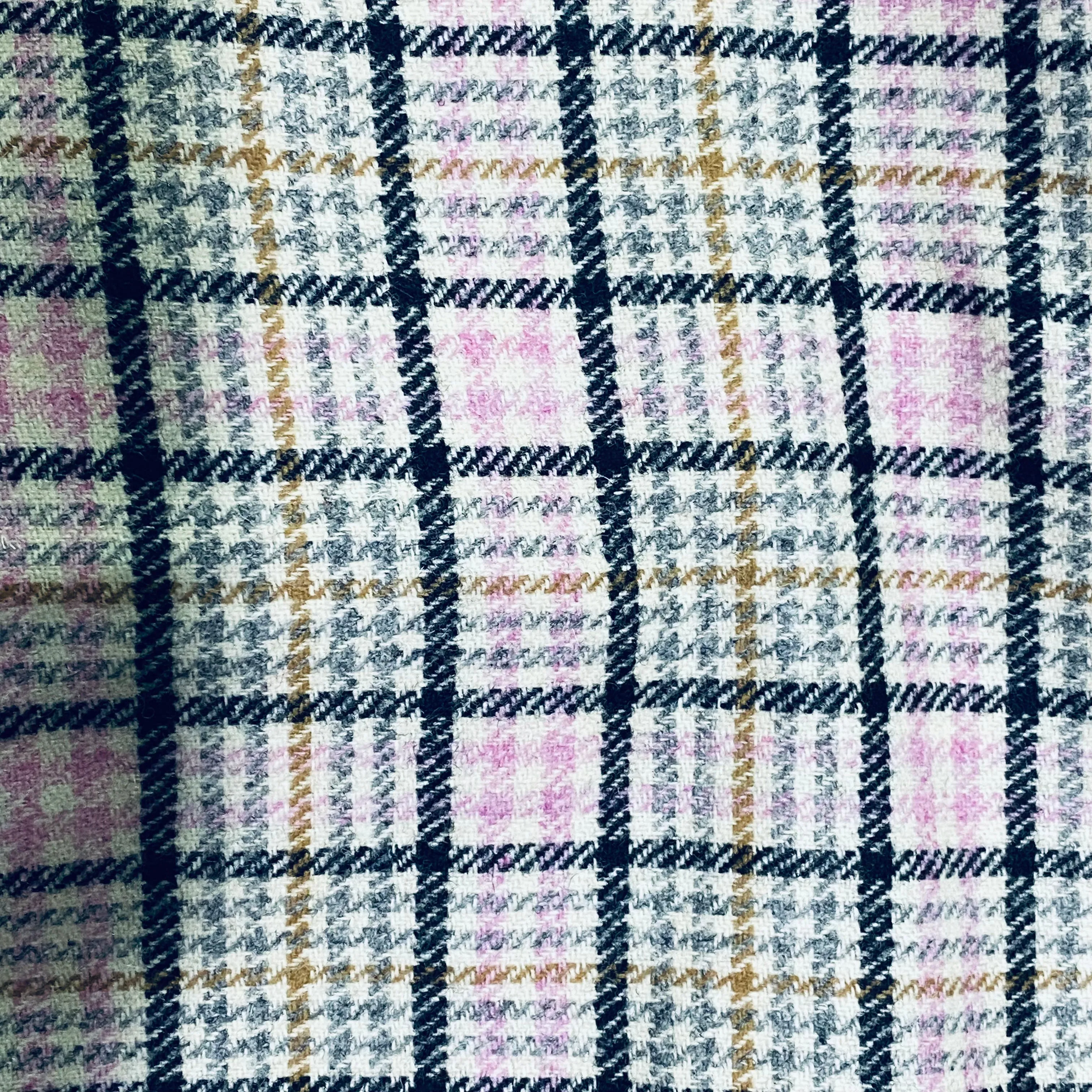 New Duke Sean 100% Wool Plaid Tartan Apparel Fabric in White, Lilac, Gray, & Black