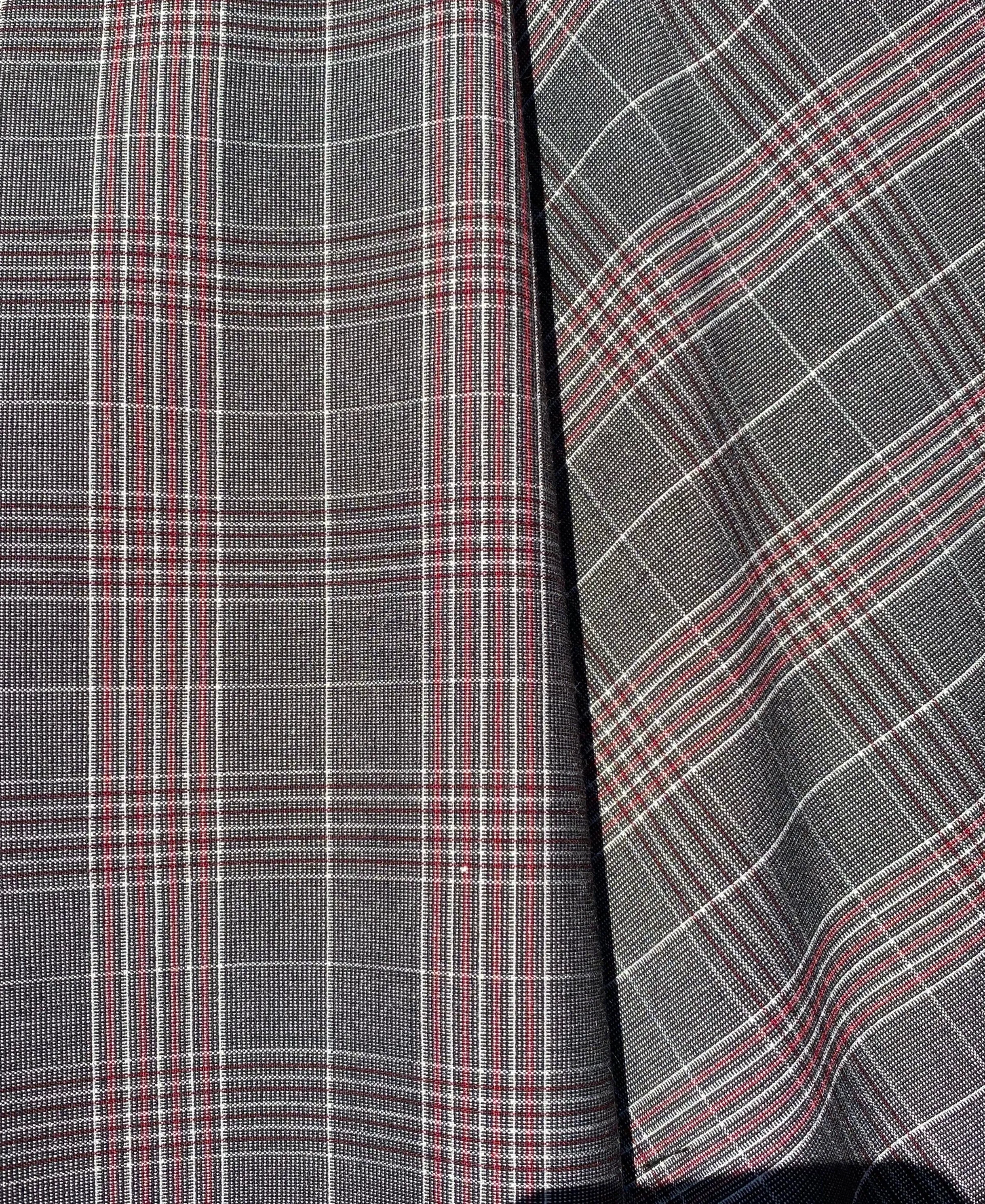 NEW Lord Dylan Designer Plaid Tartan Medium Dress Weight Woven Fabric - Gray and Red