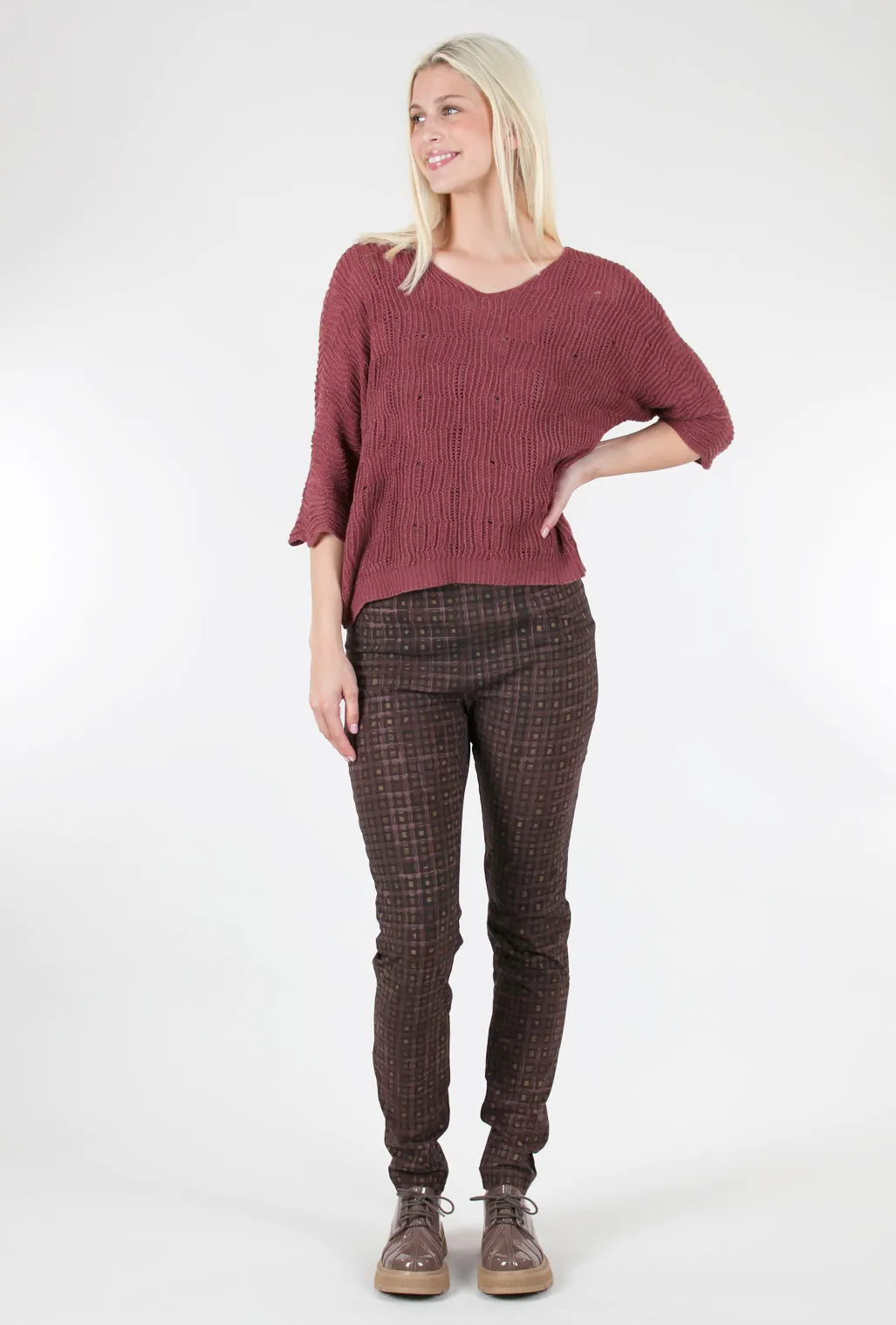 Open-Weave Sweater, Wine