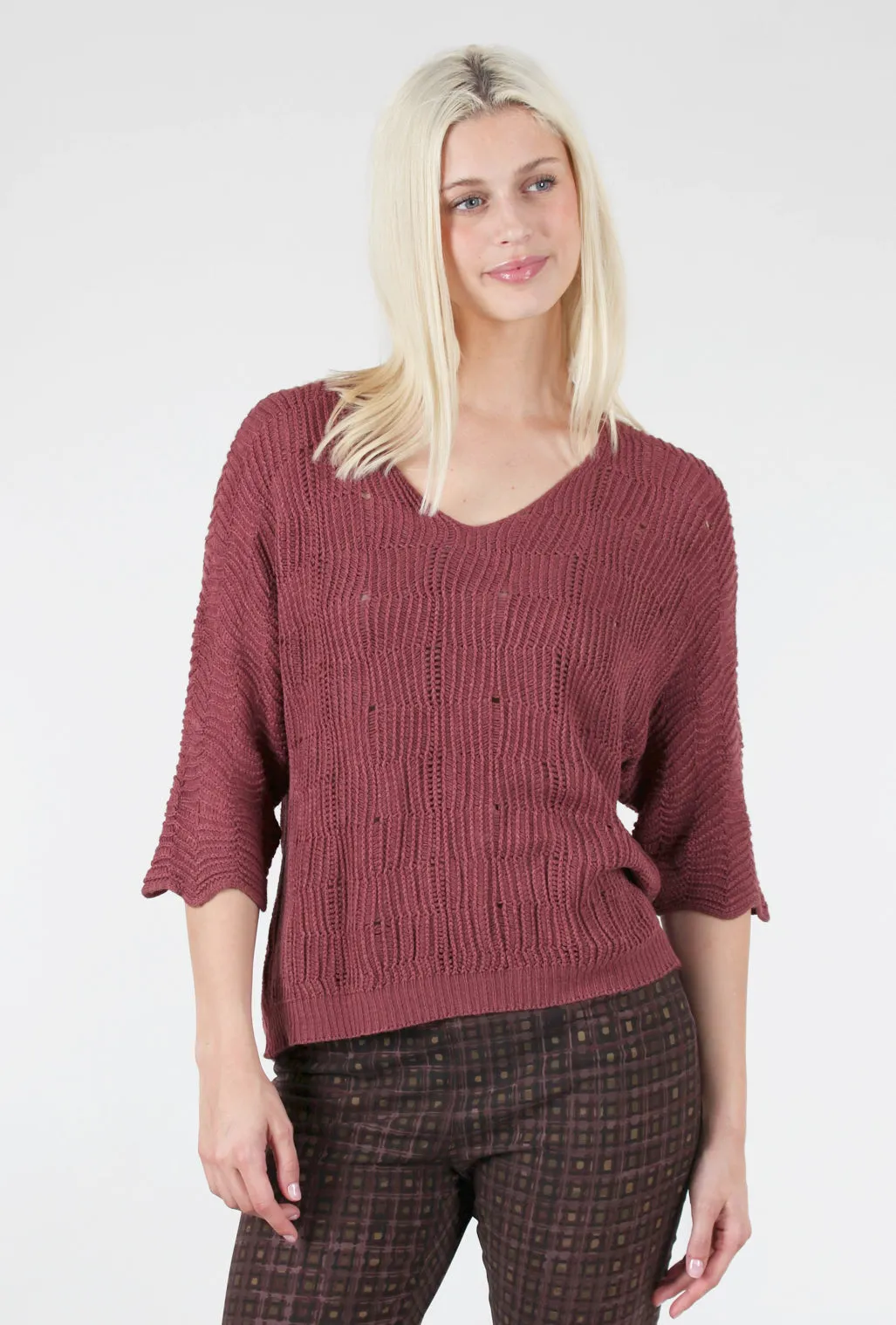 Open-Weave Sweater, Wine