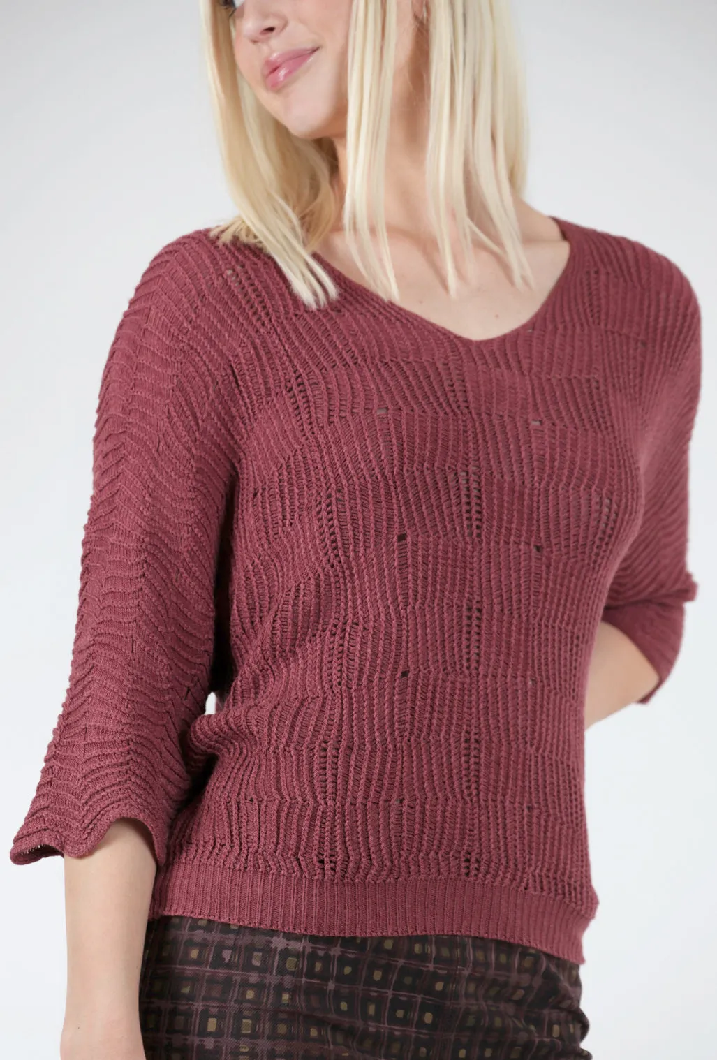 Open-Weave Sweater, Wine