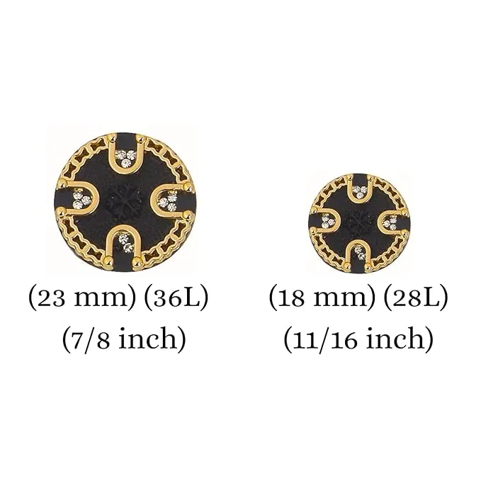 Ornate Diamond Pattern Gold Metal Buttons(8 Small   4 Big)