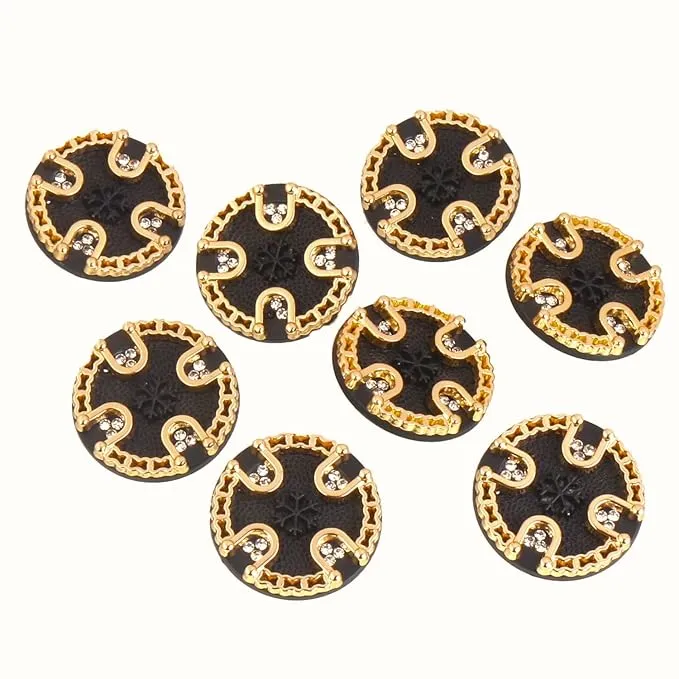 Ornate Diamond Pattern Gold Metal Buttons(8 Small   4 Big)