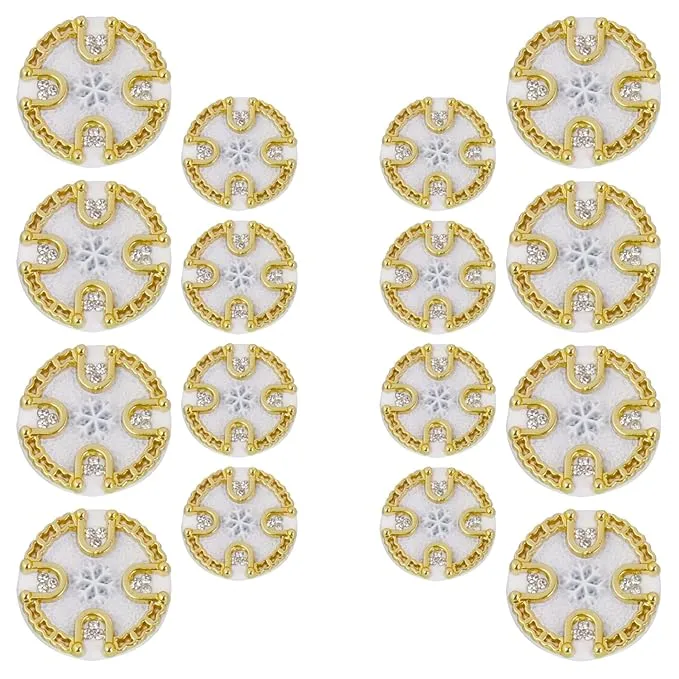 Ornate Diamond Pattern Metal Buttons(8 Big   8 Small)