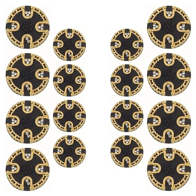 Ornate Diamond Pattern Metal Buttons(8 Big   8 Small)