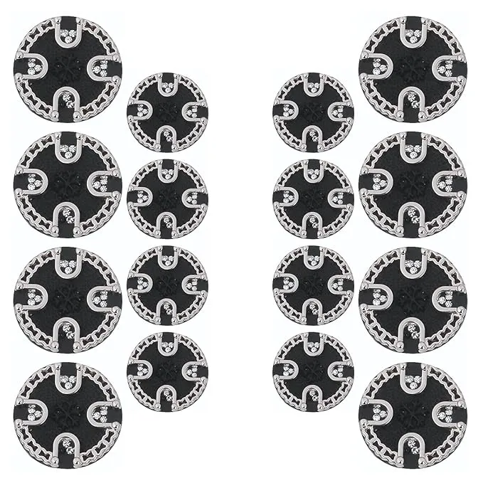 Ornate Diamond Pattern Metal Buttons(8 Big   8 Small)