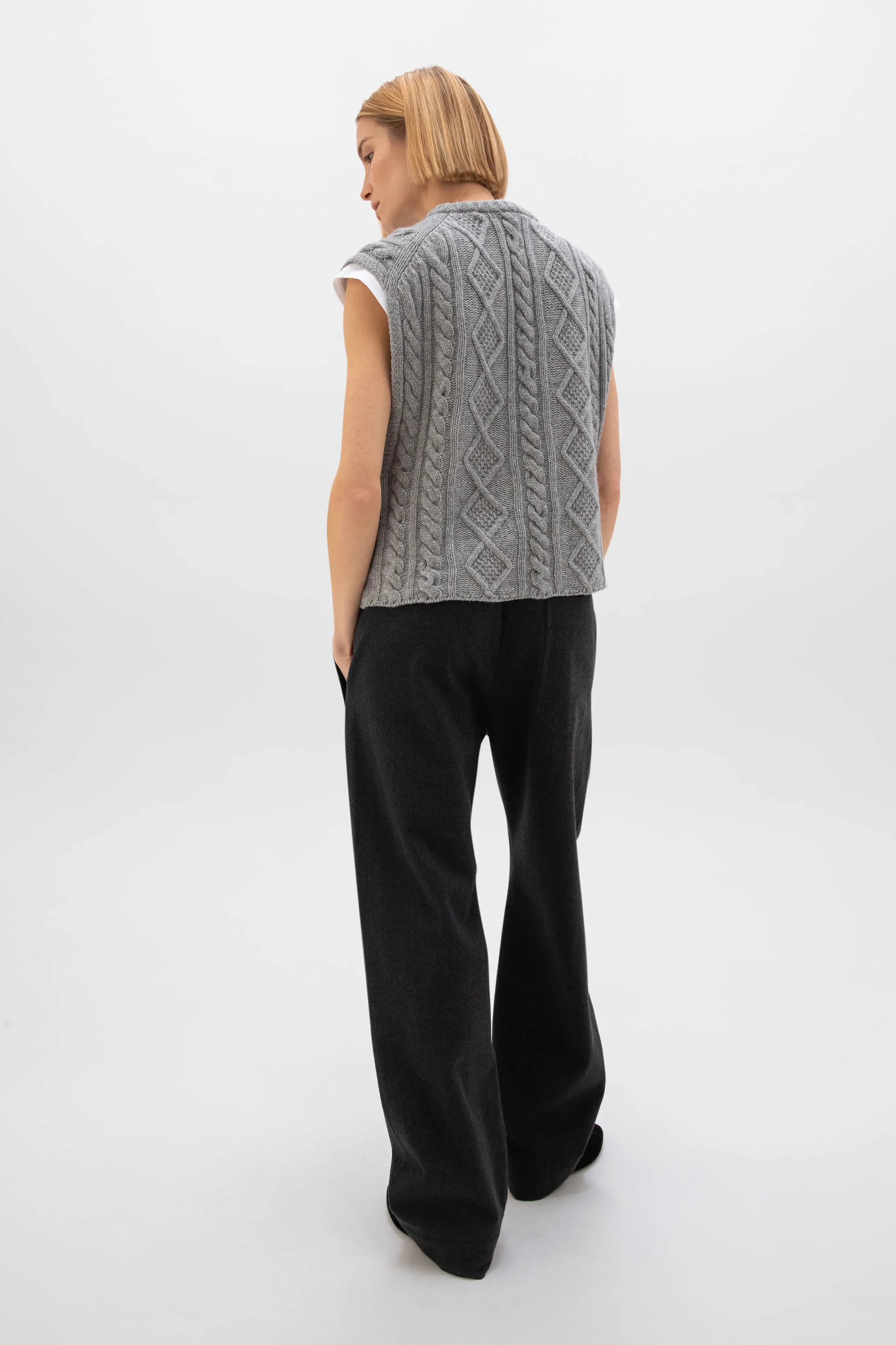 Oversized Aran Cable Cashmere Tank