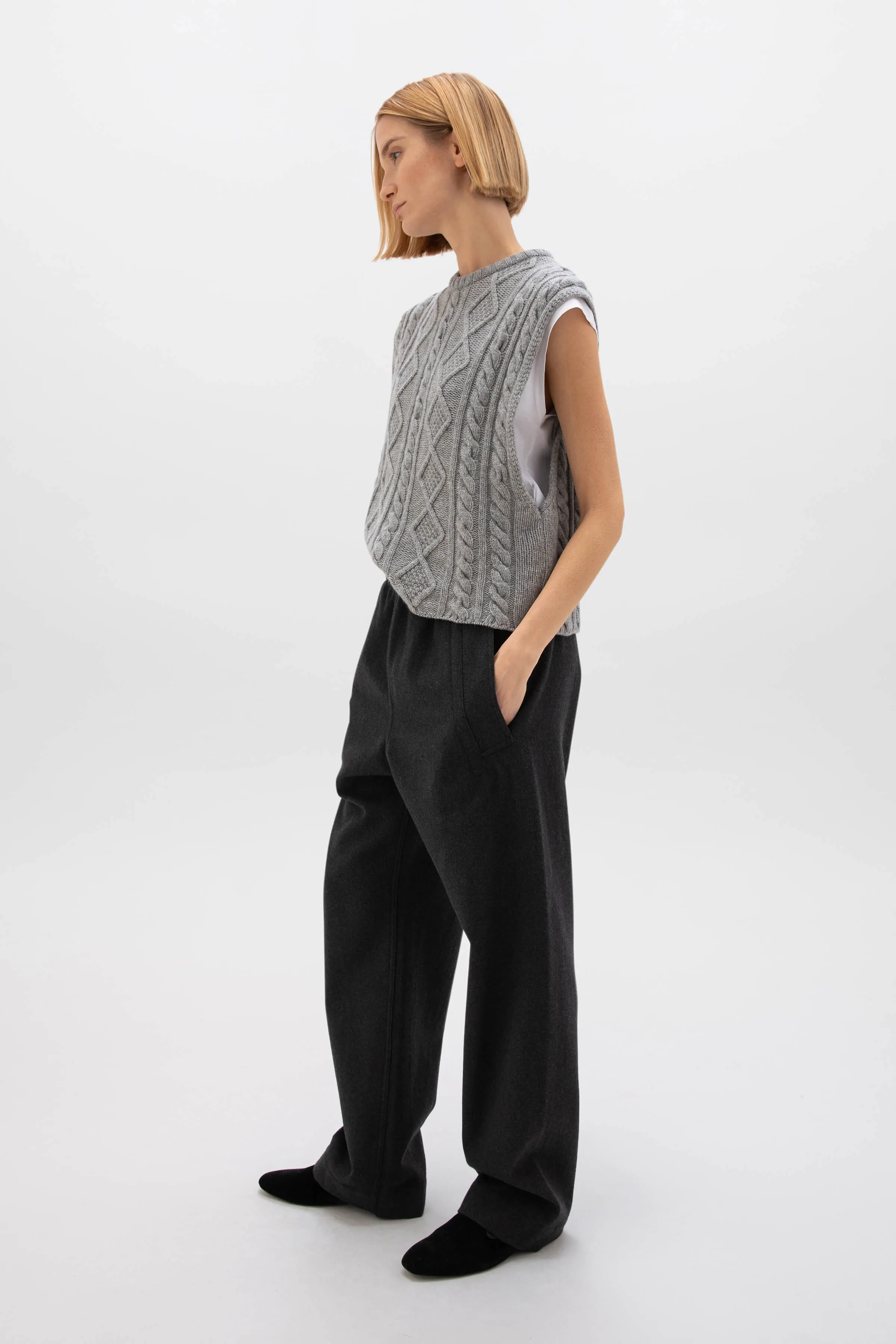 Oversized Aran Cable Cashmere Tank