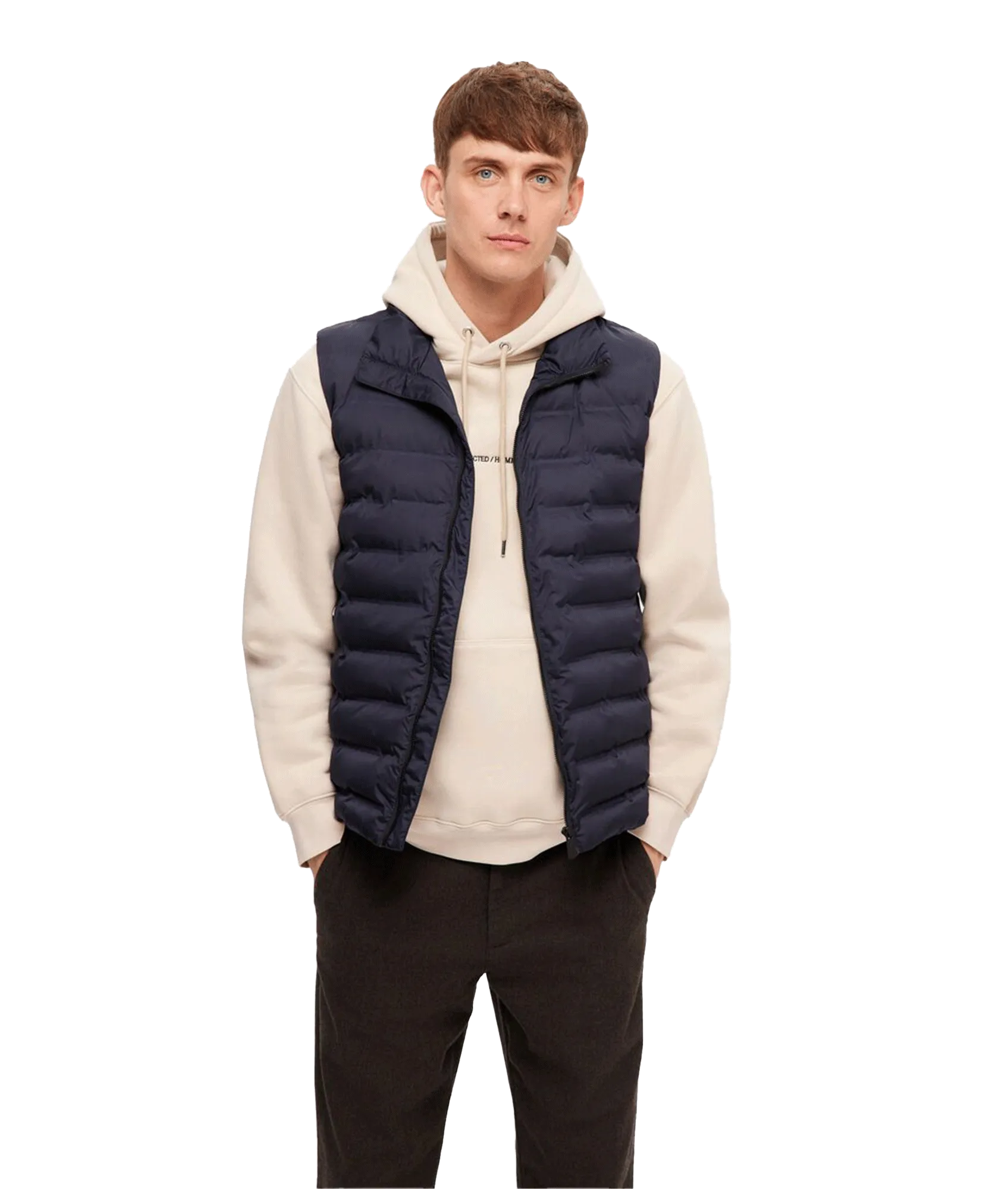 Padded Quilted Gilet - Navy