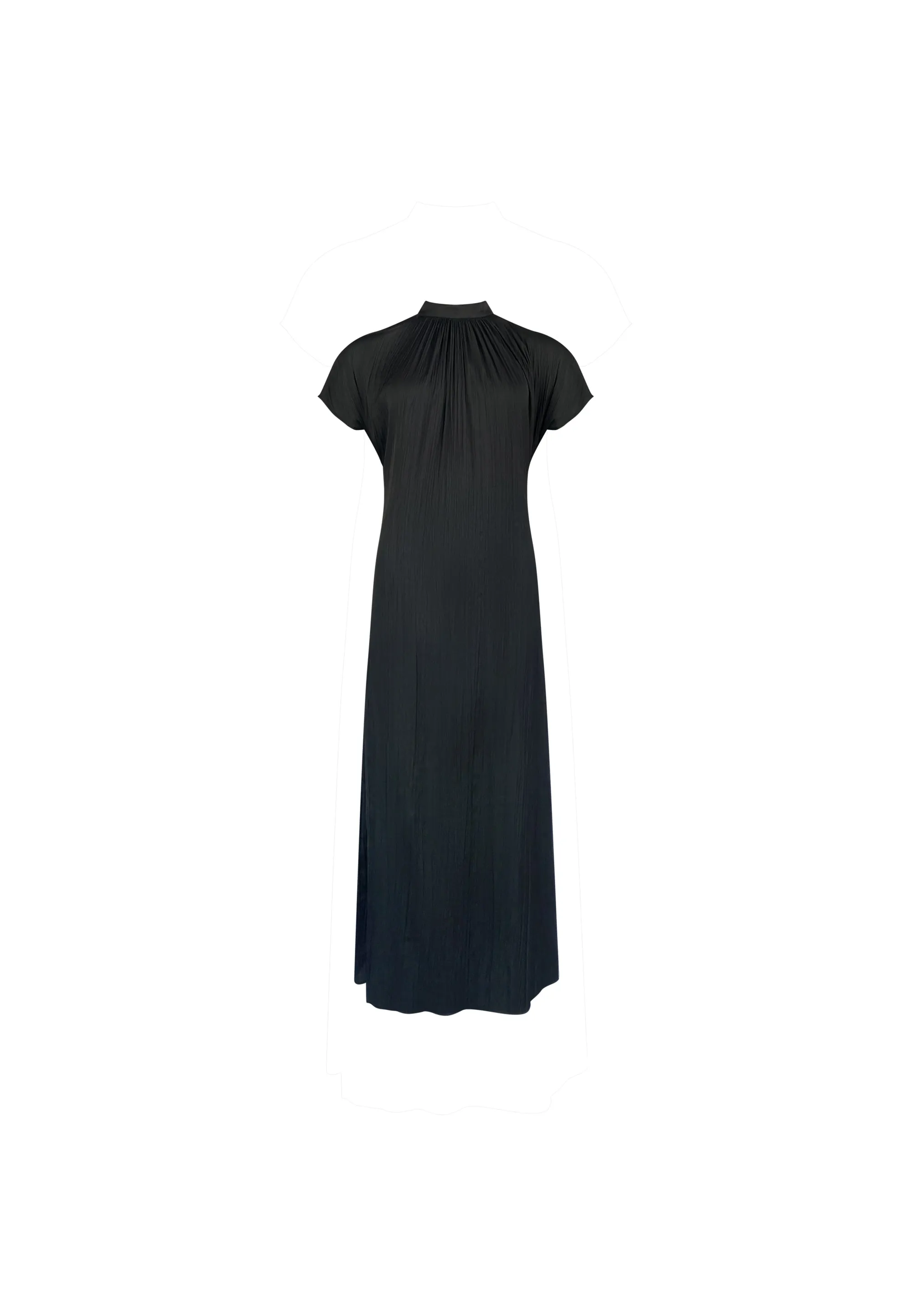 Petite Black High Neck Plisse Dress