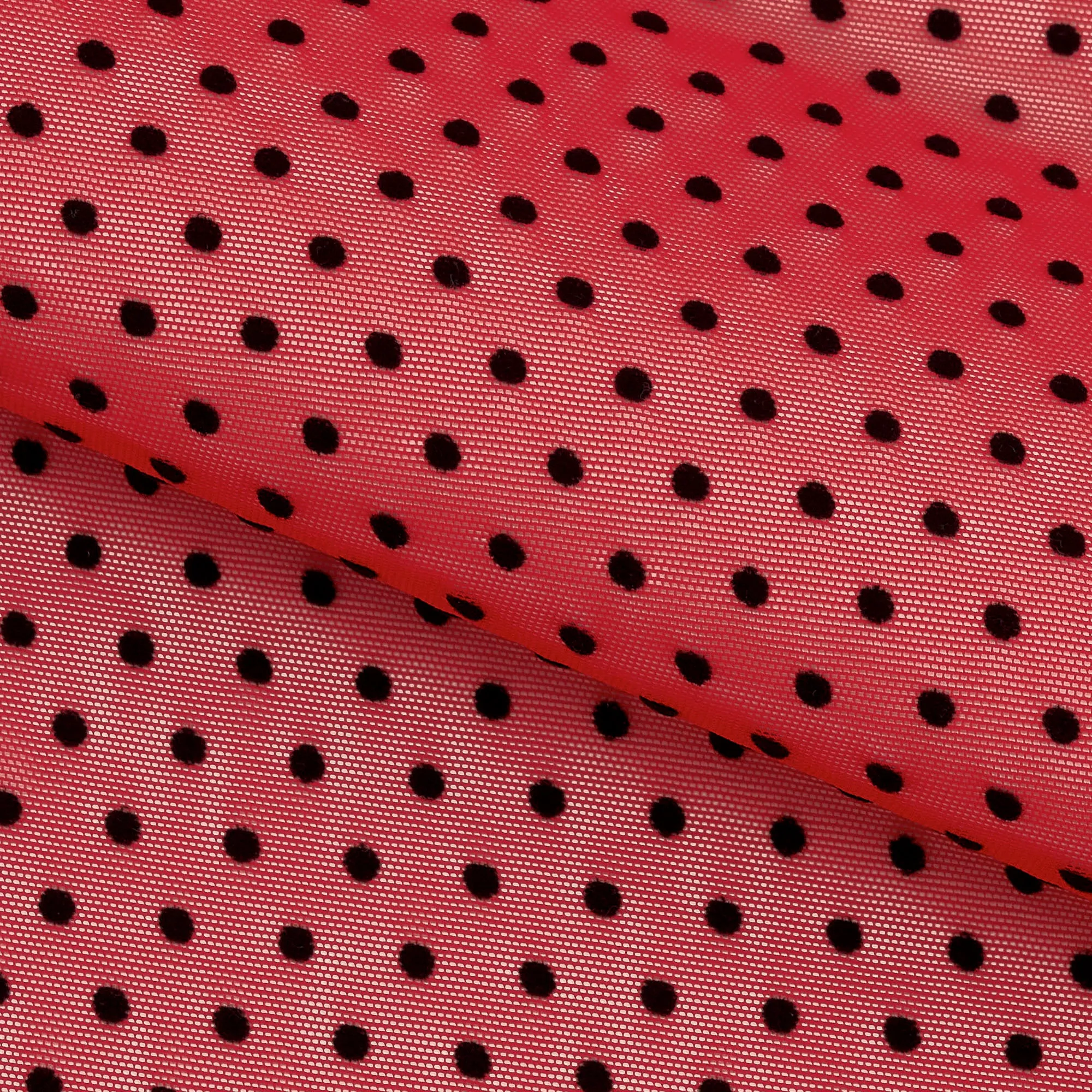 Polka Dot Flocked Stretch Mesh | Blue Moon Fabrics