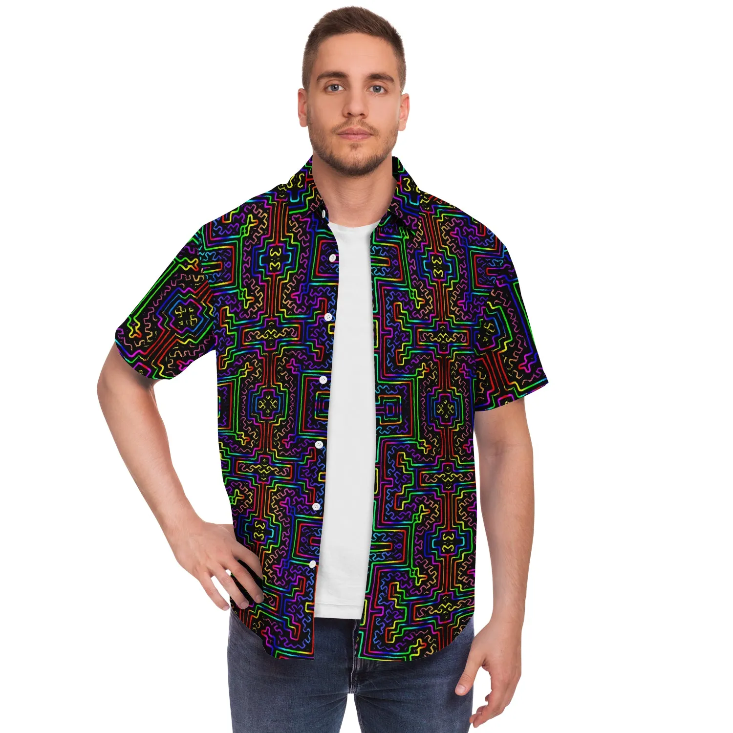 Prismatic Overlay Button Down Shirt