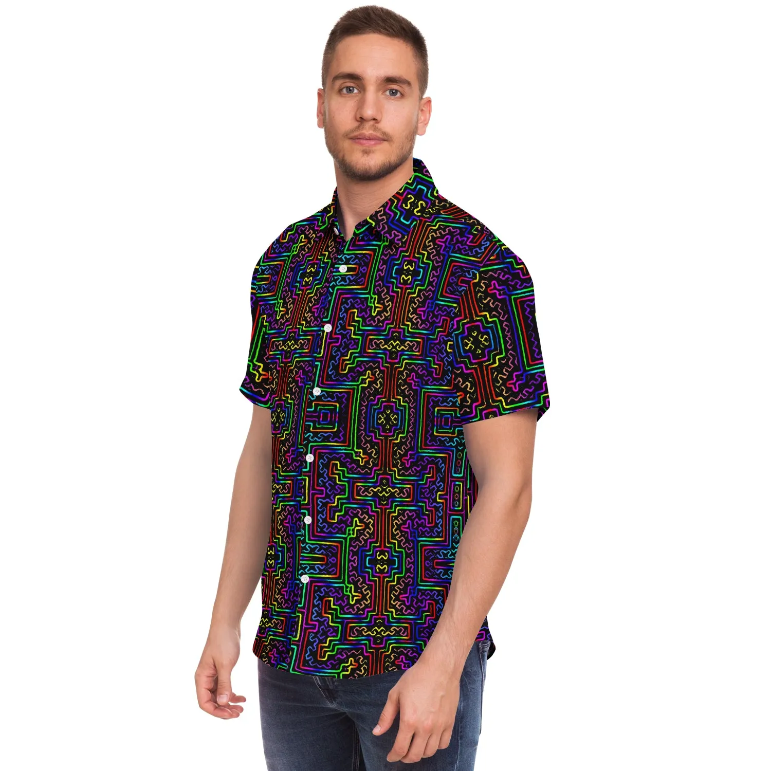 Prismatic Overlay Button Down Shirt