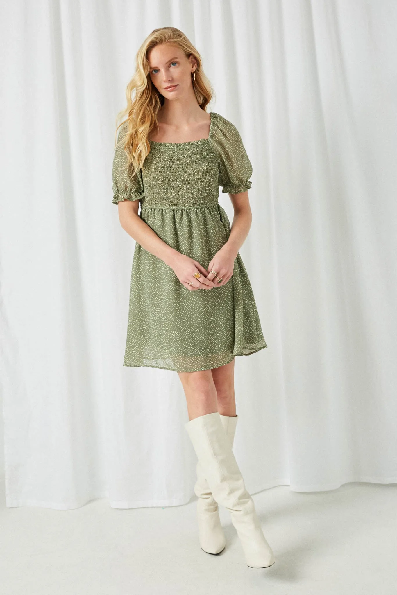 Puff Sleeve Mini Dress