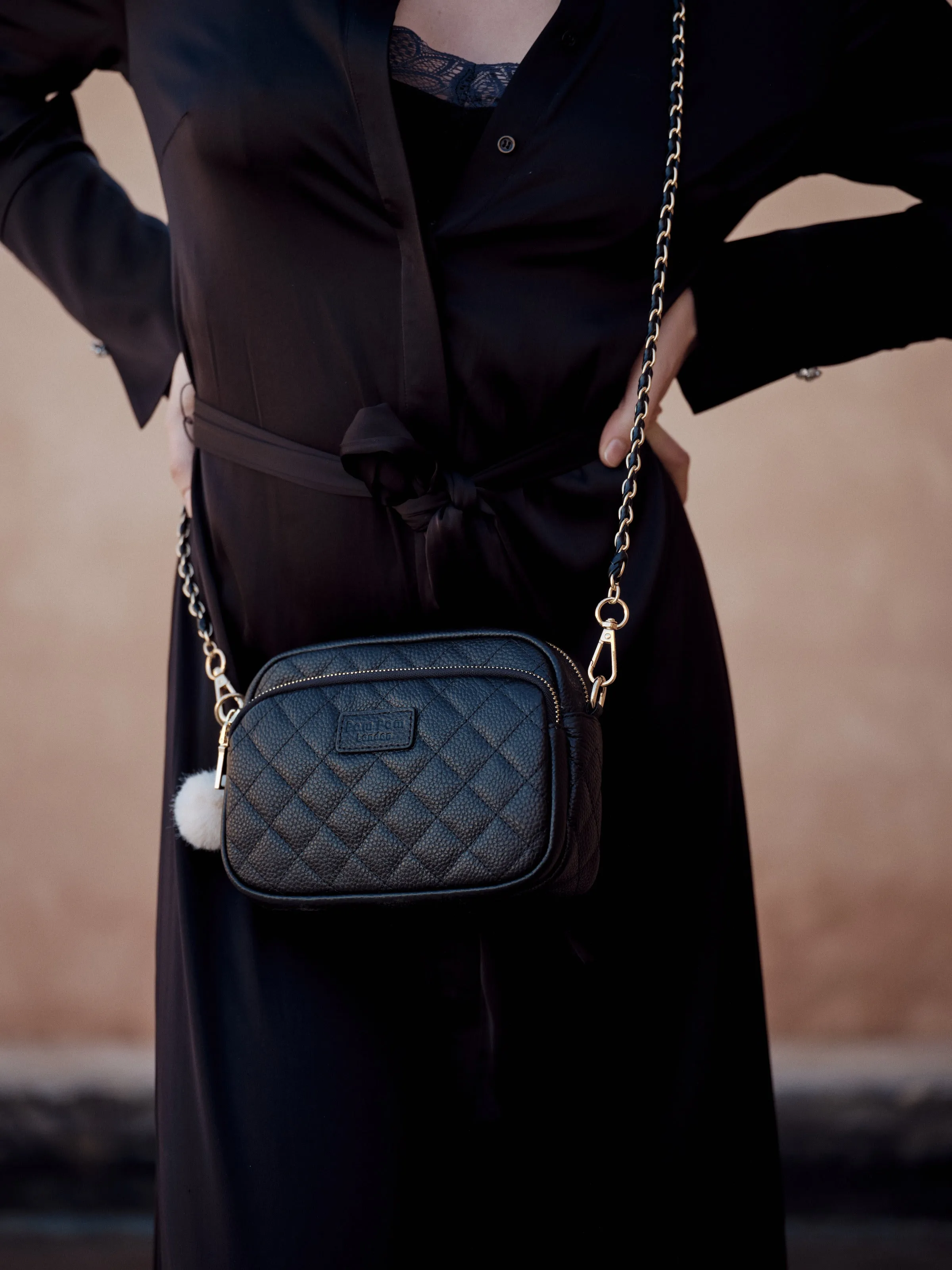 Quilted Mayfair Black Bag with Accessories