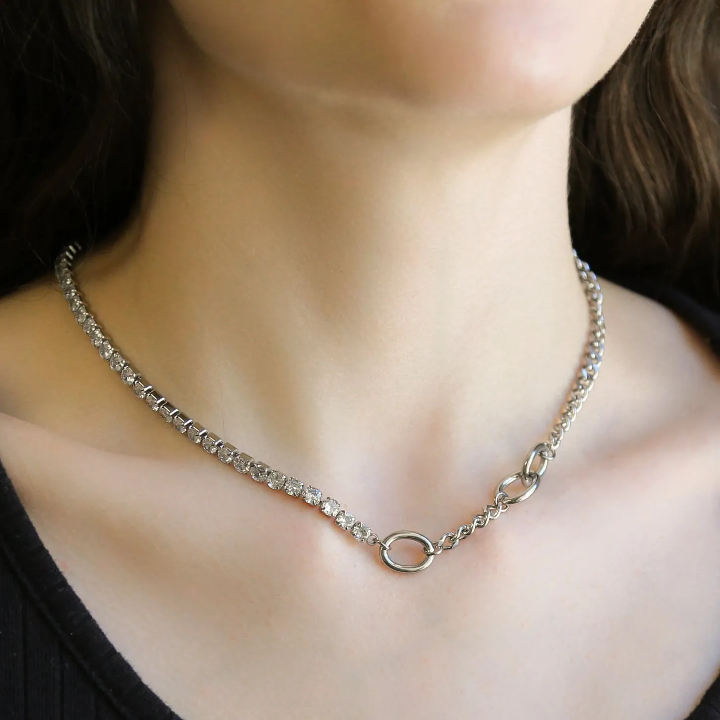 Ransom Silver Steel Cuban Choker Necklace