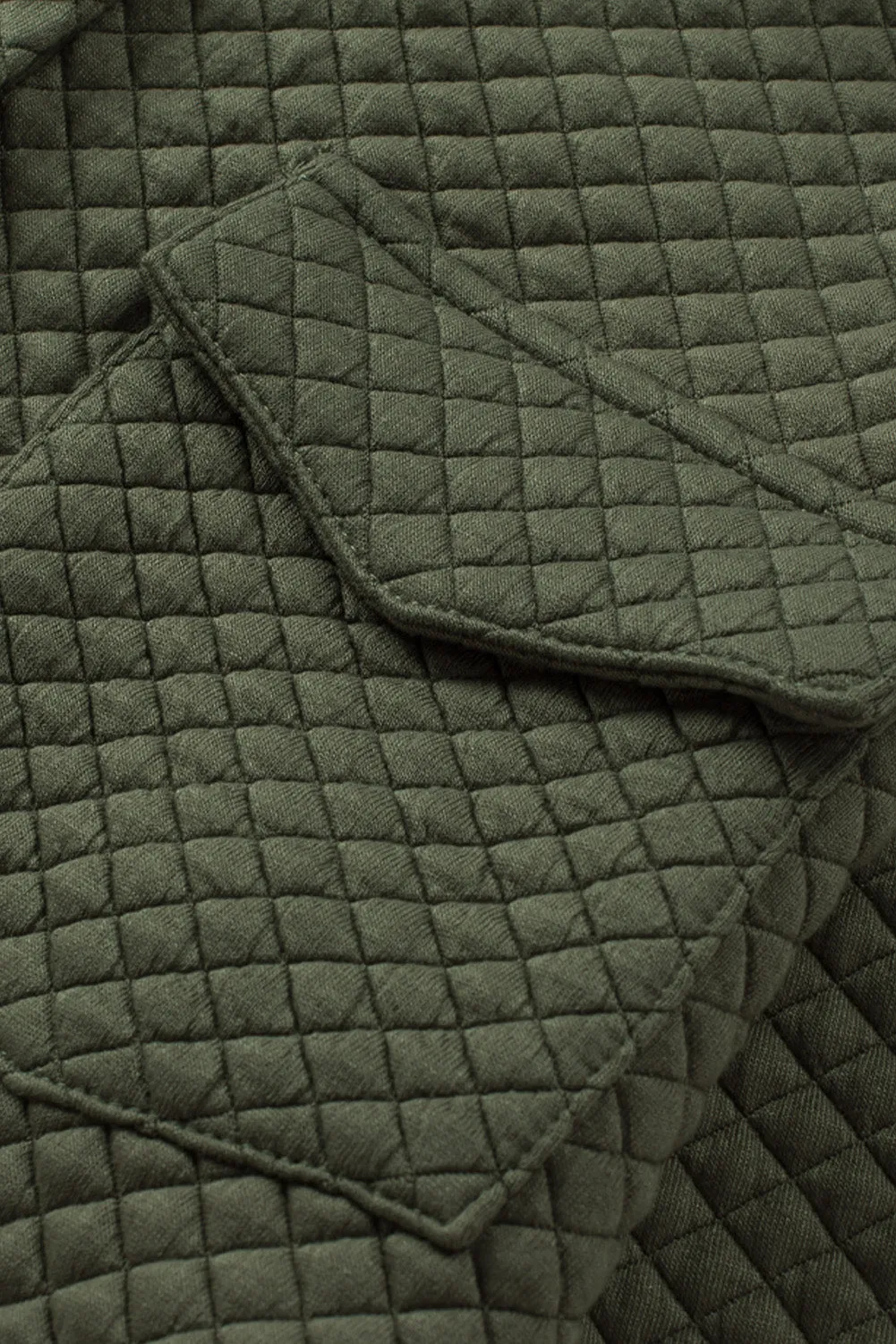 Retro Quilted Flap Pocket Button Shacket