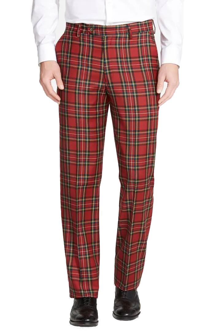 Royal Stewart Wool Plaid<br>Flat Front<br>Regular Rise