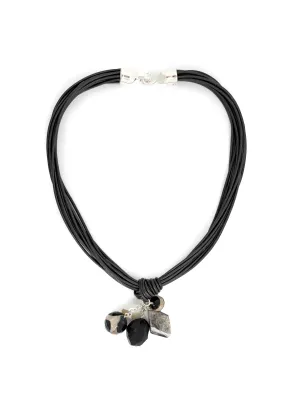 Simon Sebbag - Black Leather Multi Drop Necklace