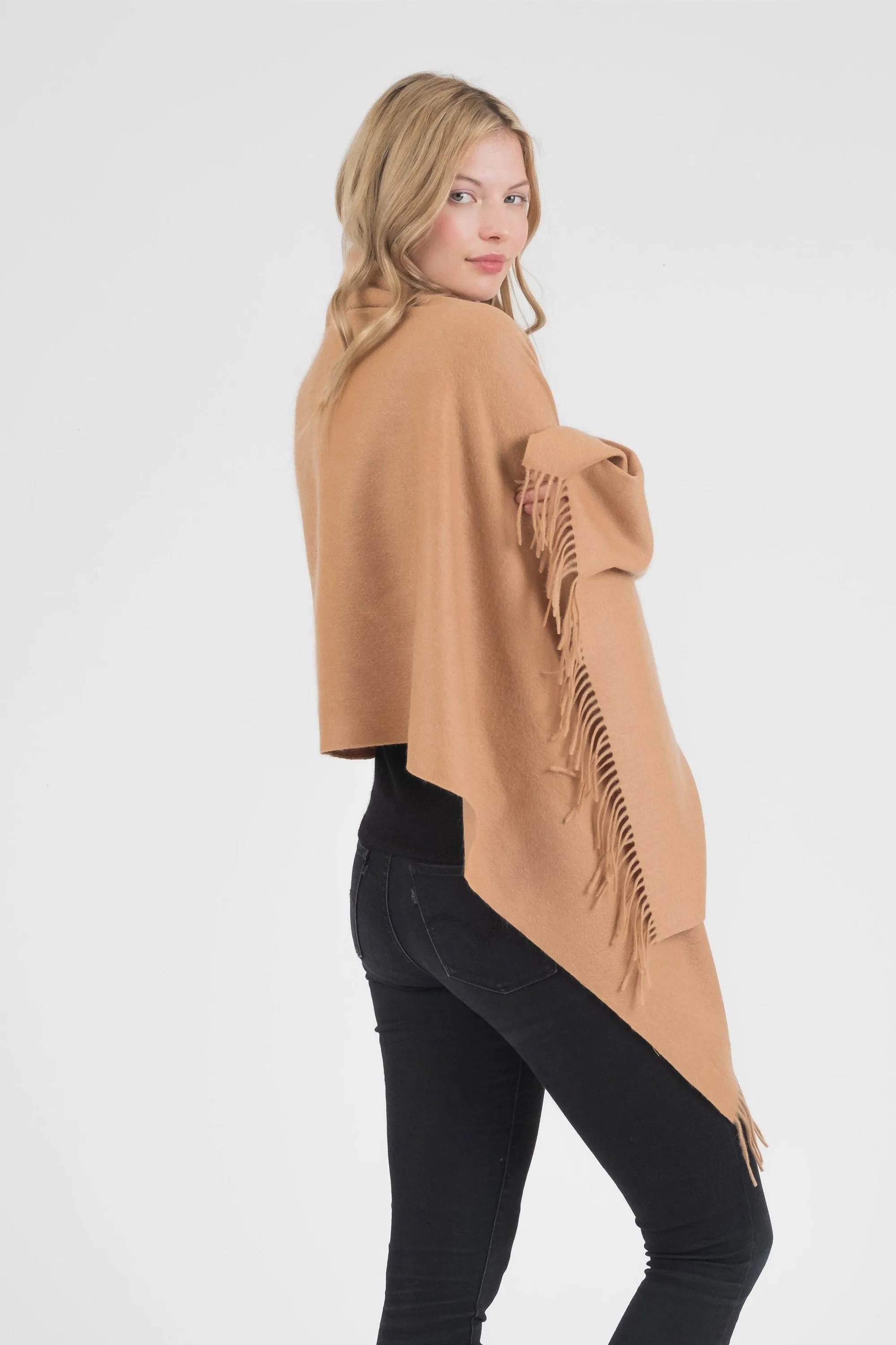 Solid Cashmere Stole - Dark Camel