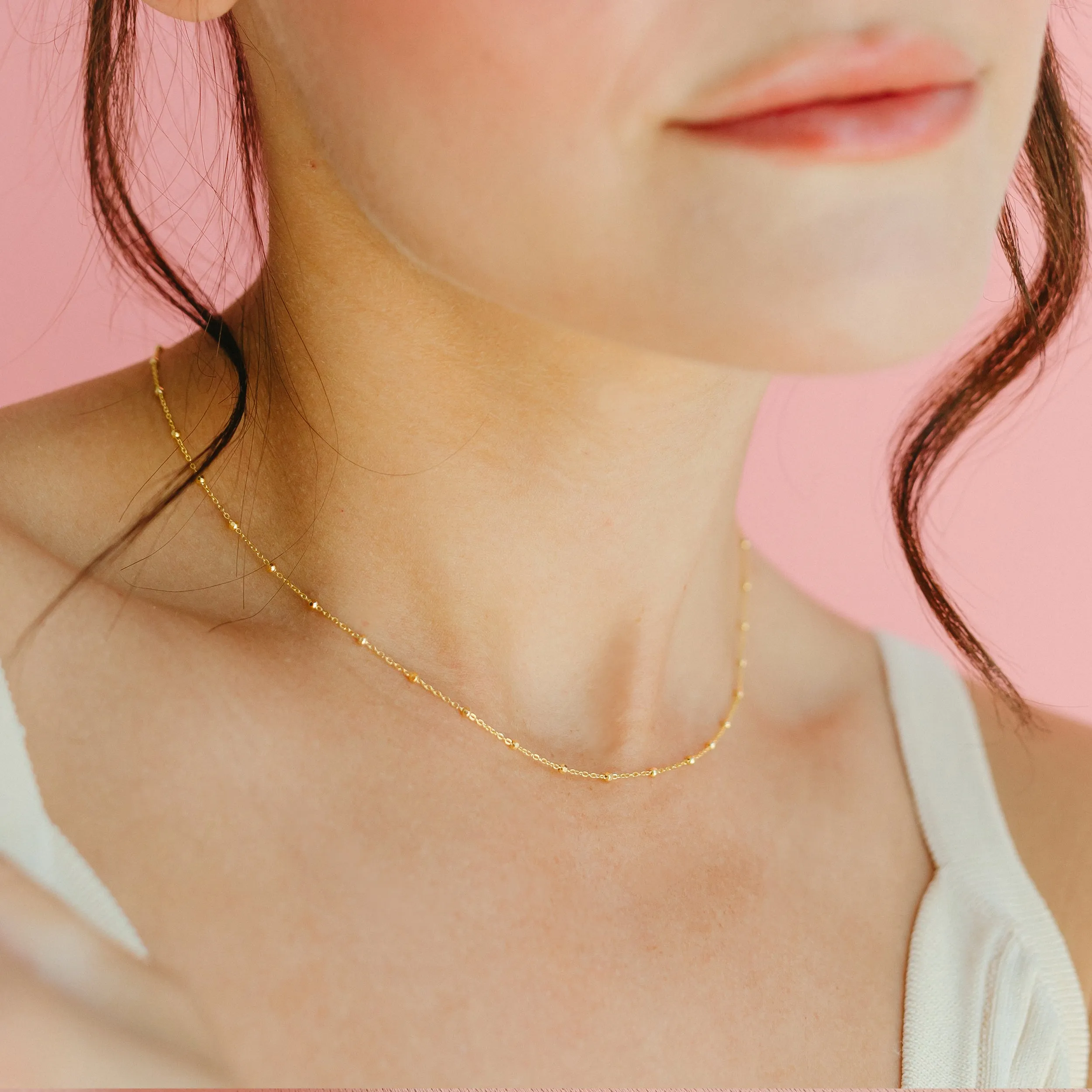 Solid Gold Satellite Necklace