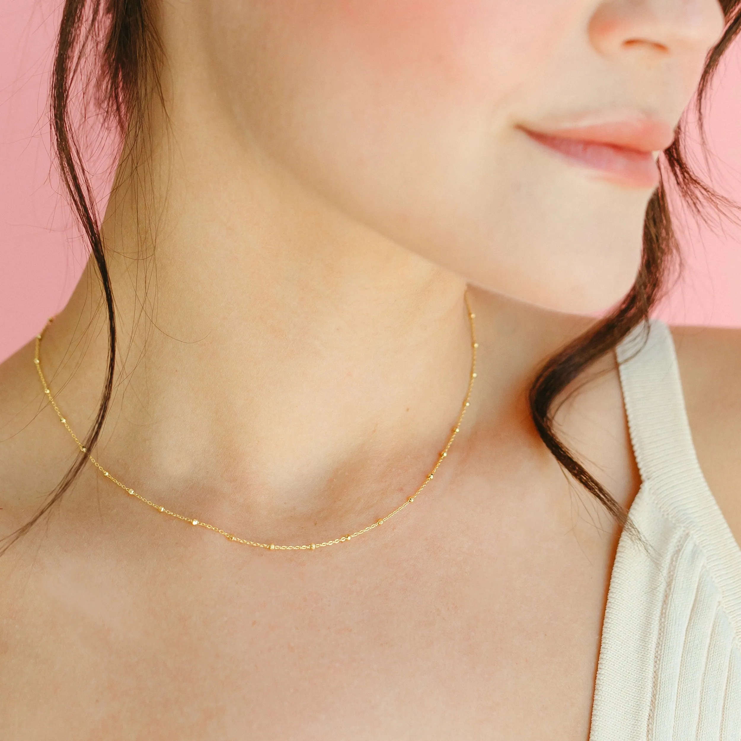 Solid Gold Satellite Necklace