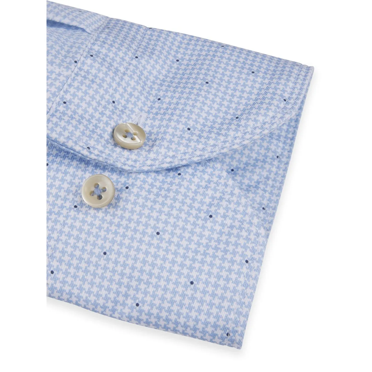 Stenstrom's Casual Houndstooth Twill Shirt in Light Blue