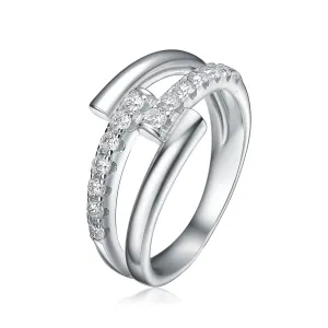 Sylvie Criss Cross Sparkling Arc Ring