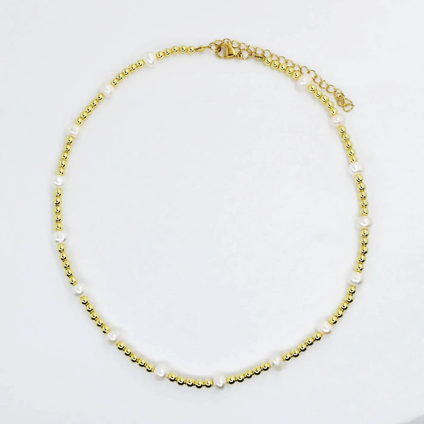 The Gold Beaded and Pearl Necklace