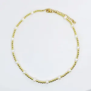 The Gold Beaded and Pearl Necklace