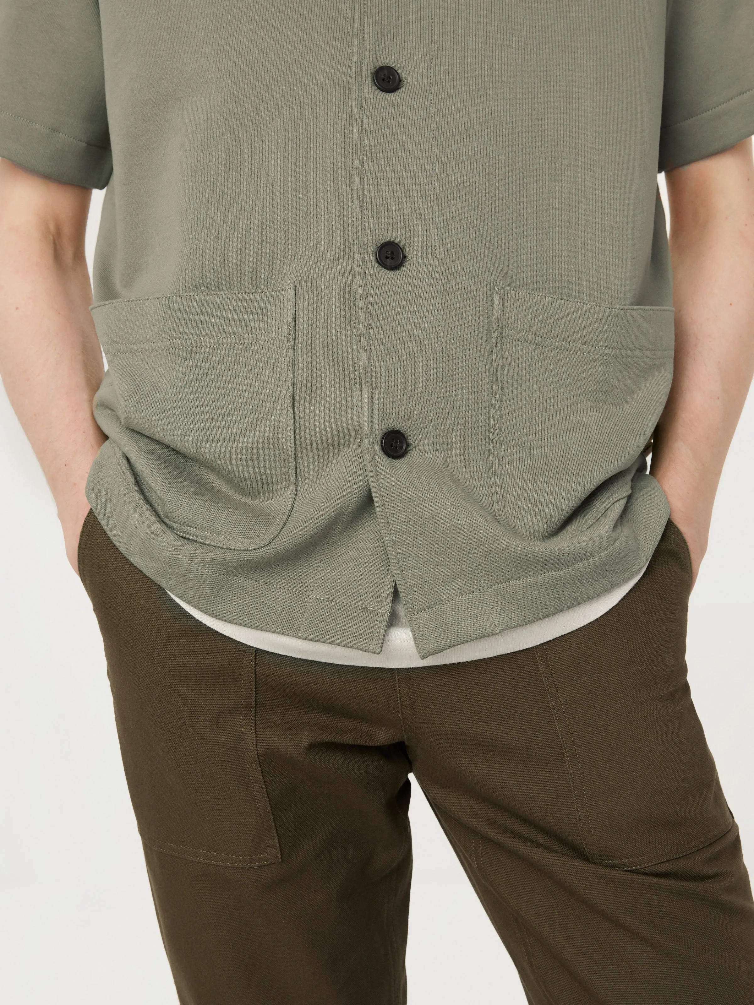 The Short Sleeve Overshirt in Vetiver Green