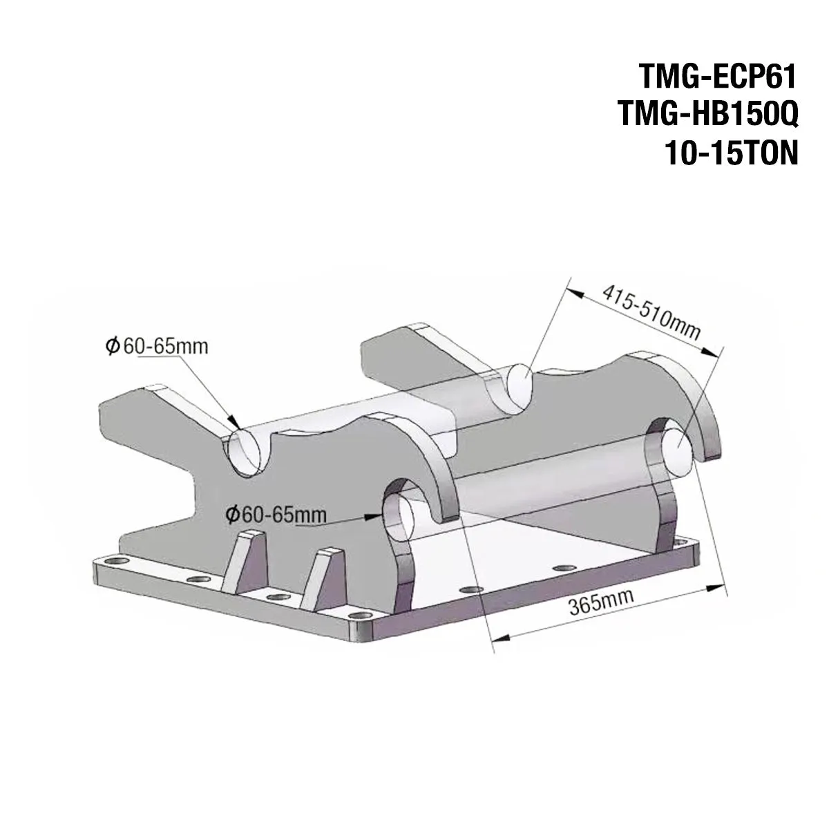 TMG-HB150Q 10 to 15 Ton Q/C Excavator Hydraulic Breaker, 4'' (100mm) Moil Point Chisel, 1960 Joules Impact Energy, 400-700BPM