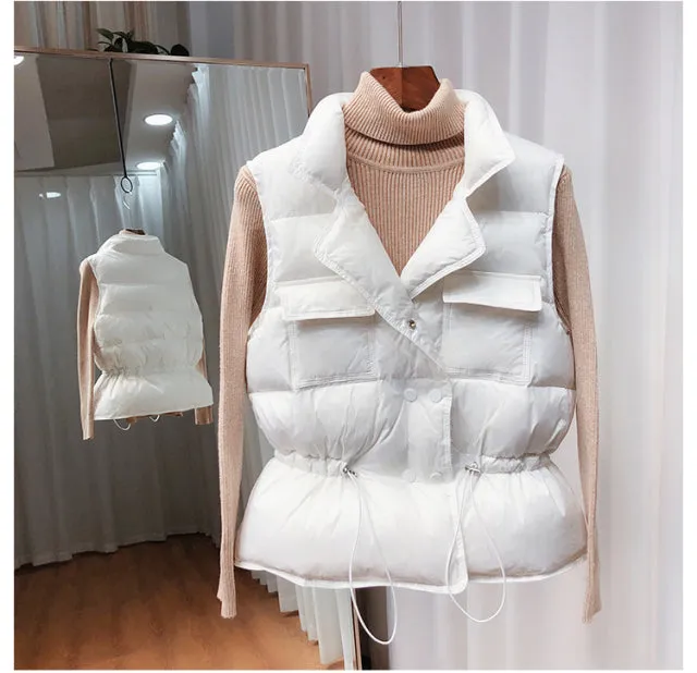 Wjczt 2022 New Ultra Light Down Vest Women Short Vest Windproof Lightweight Warm Waistcoat Female White Duck Down Down Coat Sleeveless